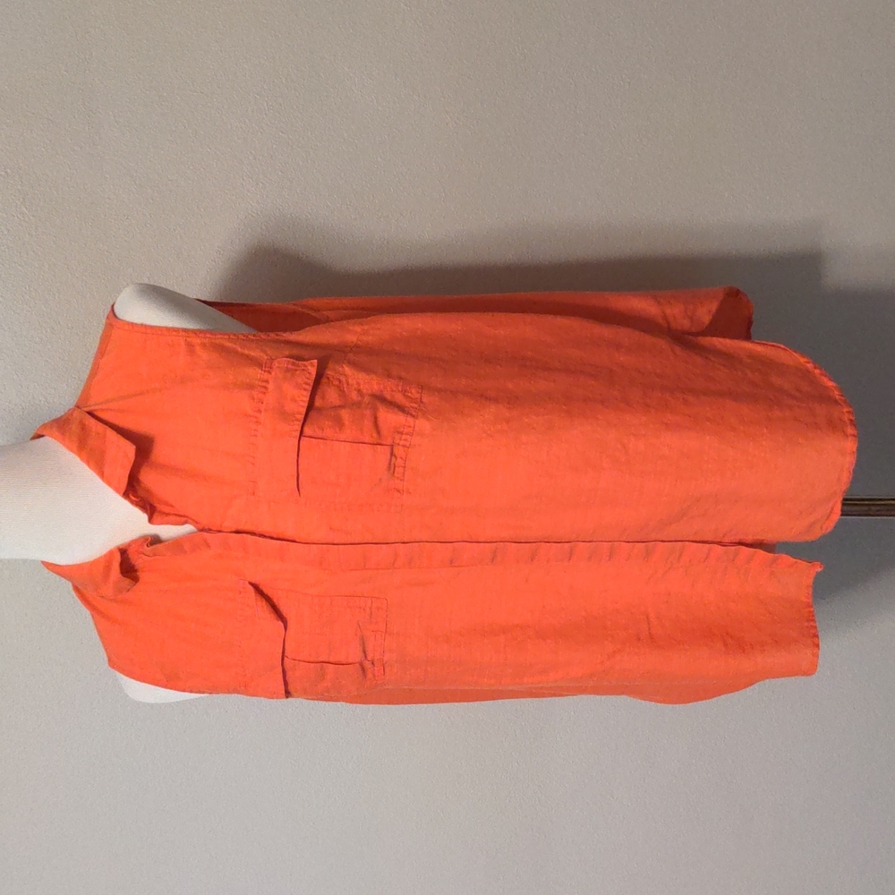 Sleeveless Collared Button-Front Top - Coral